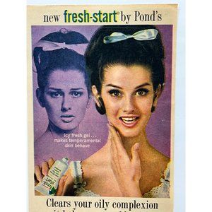 Ponds Frest Start Vintage Print Ad 1964 Skin Care Blemish Cream Acne